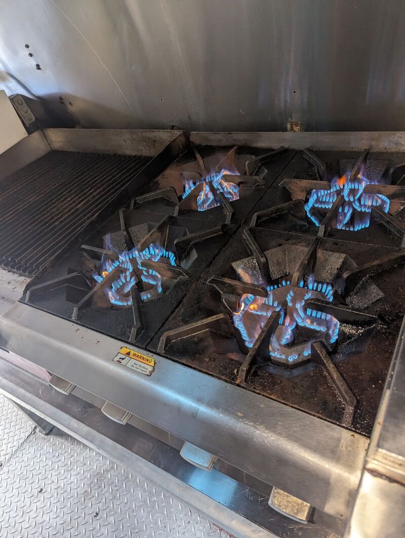 Four Burner Range on sprinter van Four Burner Range