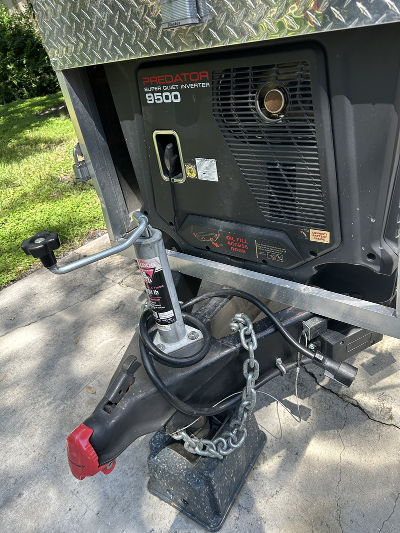 9500 Predator Generator on Trailer Tongue Trailer Tongue and Generator