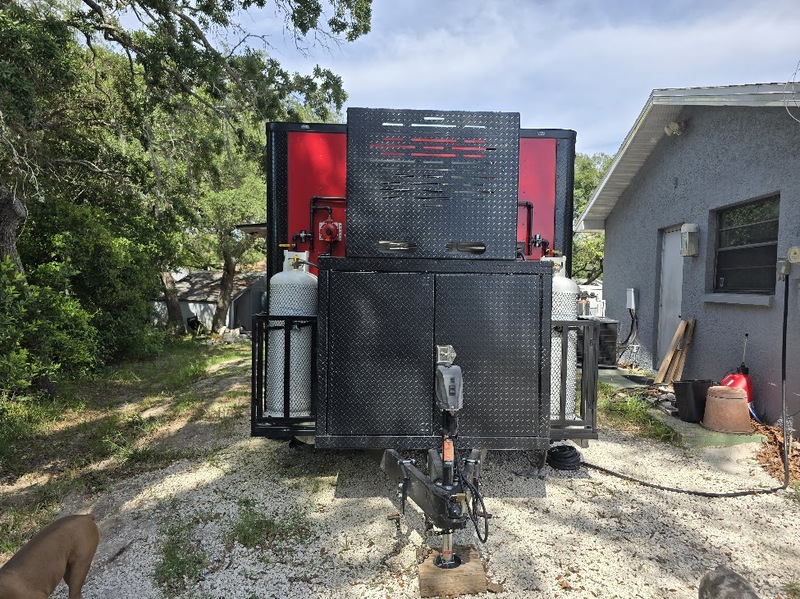 Front View of BBQ Trailer For Sale