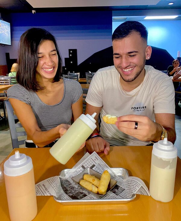 Sauce choices at Nicos Getting Sauced